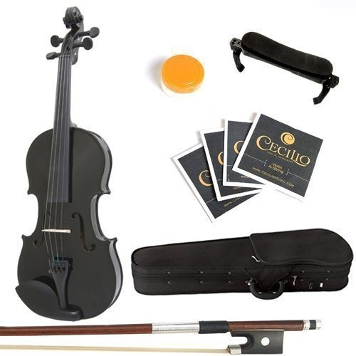 Mendini 4/4 Mvnegro Violín De Madera Sólida Con Estuche Duro