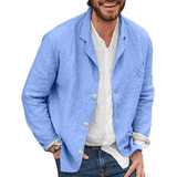 Blazer Trajes Tops Hombre Solapa Lino Algodón