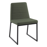 Cadeira Decorativa Base Aço Preto F36 Linho Verde Dmobiliari