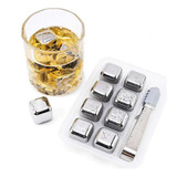 Cubos Hielo Acero Pack X8 Piedras+pinza Reutilizables Whisky