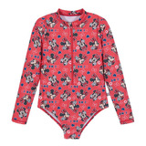 Traje De Baño Niña Entero Uv50+ Disney Minnie Rojo M/larga