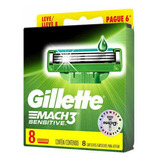 Laminas De Barbear Gillette Mach3 Sensitive Com 8