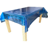 Toalha De Mesa Plástico Grosso Azul 2,00x1,40 Gram 0,20 Mm 