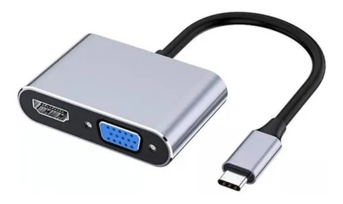 Conversor De Vídeo Adaptador Usb C Para Hdmi E Vga 2x1