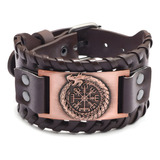 Brazalete Cuero Vikingo Dragón Uroboros Pulsera Nórdica