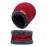 Gorro Bufanda Conjunto Dos Pieza Invierno Unisex Tejido Rojo