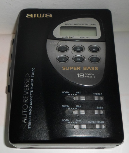 Vintage Walkman Aiwa Super Bass Retro Funciona C Detalle
