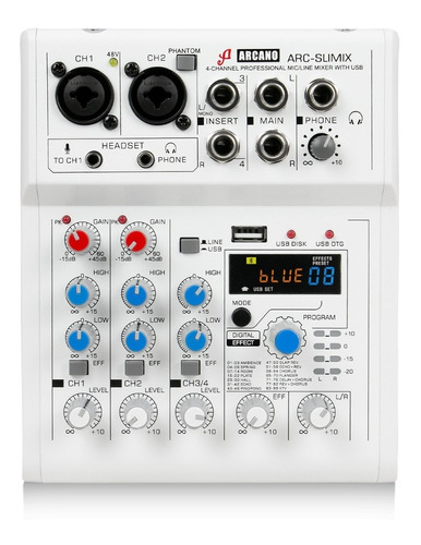 Mesa De Som 4 Canais Arcano Arc-slimix Interface Usb