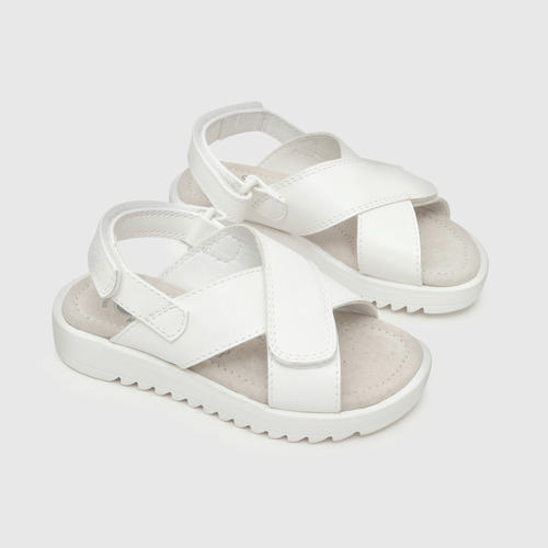 Sandalia De Niñas Doble Ajuste Blanco / White (21 A 27)