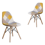 Silla De Comedor Tela Patchwork Pata Madera Dsw - Eames X 2 Estructura De La Silla Amarillo