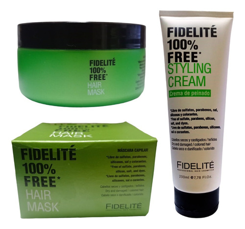 Kit Crema Para Peinar + Mascara Free Fidelite Sin Parabenos