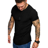 Playera Negra Para Hombre Cuello Redondo Manga Corta Lycra