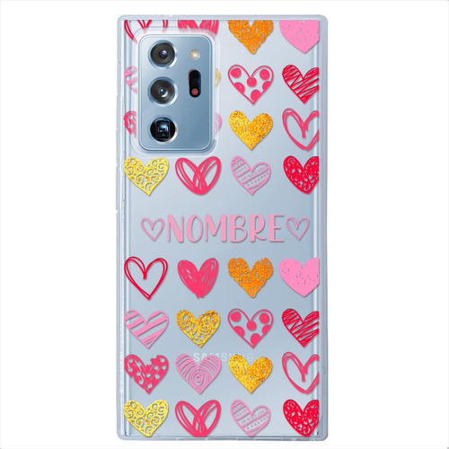 Funda Galaxy Uso Rudo Corazones Personalizada Con Tu Nombre