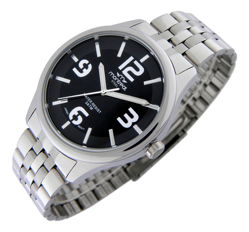 Reloj Montreal Hombre Ml1425 100% Acero  Agujas Luminosas