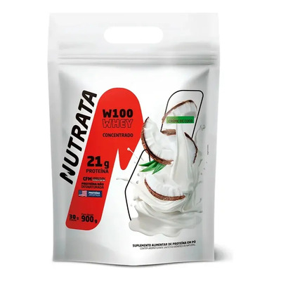 W100 Whey Concentrado Pouch 900g Creme de Coco Nutrata | Frete grátis