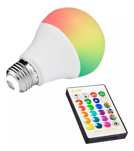 Lampara Led Rgbw 7w E27 220v Con Control Remoto. 16 Colores