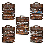 Kit 5 Quadros Placa Decorativa Frases Cantinho Do Churrasco