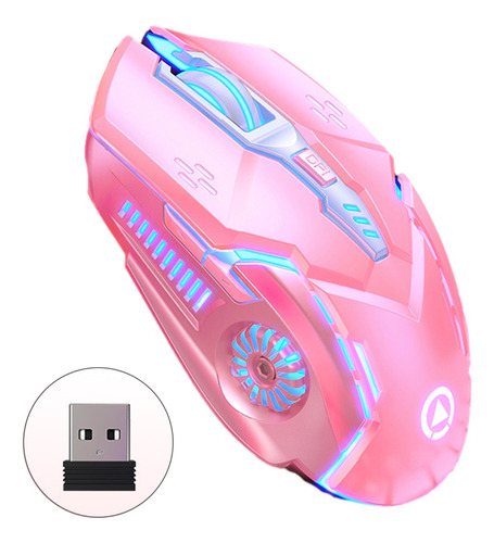 Mouse Gamer Juego Inalámbrico Recargable Silenciar A9 Rosa