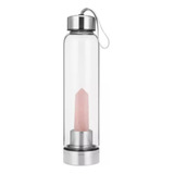 Botella Agua Vidrio Y Acero Inoxidable Libre Bpa Cuarzo Rosa