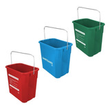 3 Pack Cubeta Rectangular 3.8 L Con Impresión Sanitizante Color Rj, Az, Vd