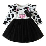 K Vestido De Malla Con Estampado De Vaca Para Niñas, Bonito