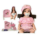 Boneca Bebê Menina Reborn Silicone Pode Molhar Kit Itens