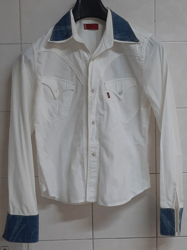 Camisa Algodão P Levis Type 1 Branca Customizada Com Jeans