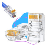 Kit 100 Conector Rj45 Vazado Ez Cat6 Cat5e Cabo De Rede C/nf