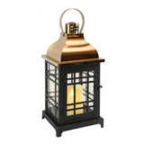 Lumabase 21901 - Farol De Metal Con Vela Led De Llama Mvil,