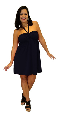 Vestido Comffy Strapless Busto Plisado Corto Vuelo Casua2115