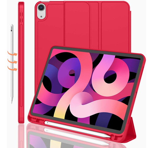 Funda iPad Air 4 Imieet Delgada Con Soporte Lápiz Rojo