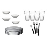 Set De Vajilla Completa 4 Personas Plato Vaso Cubierto 28pcs