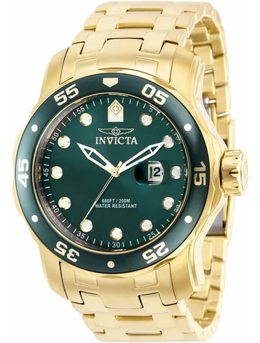 Reloj Invicta Pro Diver Quartz Oro De Esfera Verde 39088