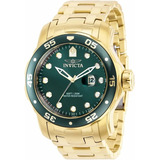 Reloj Invicta Pro Diver Quartz Oro De Esfera Verde 39088