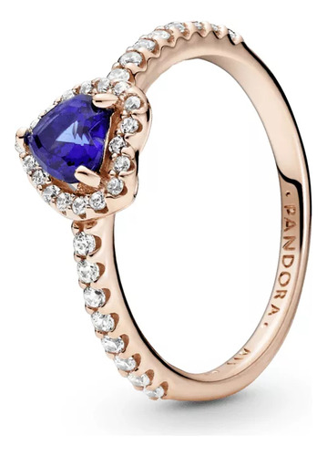 Anillo Pandora Con Forma De Corazón Azul Con Revestimiento D