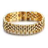 Pulsera Esclava Acero Inoxidable Oro Laminado 1.5cm Rolex