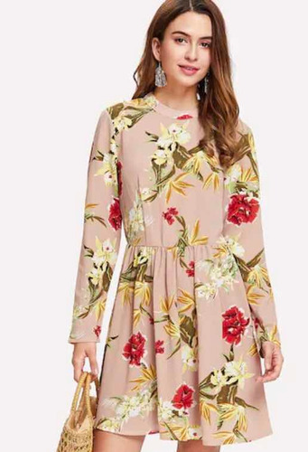 Vestido Importado Con Flores Y Espalda Descubierta Talla S