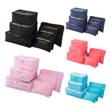 Kit 6 Organizador Para Mala Viagem Roupa Bagagem Necessaire Cor Pink Desenho Do Tecido Liso