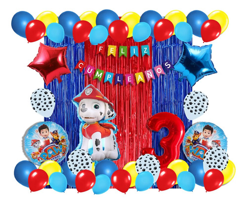 Kit Globos Metálicos (54 Pzas) - Fiesta Paw Patrol Marshall