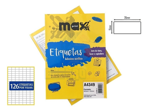 Caixa De Etiquetas A4349 Com 100 Folhas 126 Etiq/folha Maxp Cor Branco