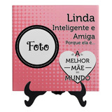 Quadro Em Azulejo Personalizado Mãe Com Foto Foto Presente..