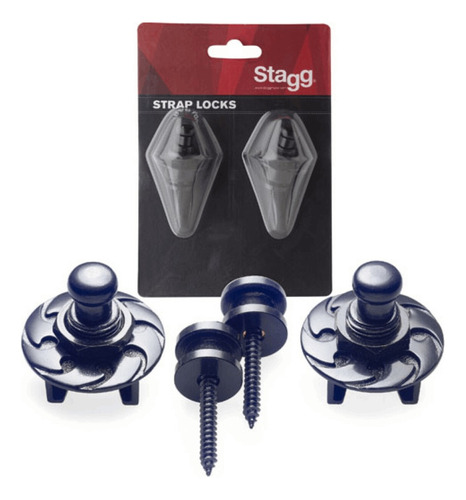 Stagg Strap Locks Para Guitarra Y Bajo Color Negro