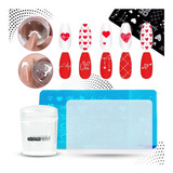 Kit De Placa Metal Para Stamping Sello Cherimoya Nail Art 