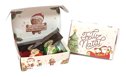 Caixa Feliz Natal Chocolates Presente Lembracinha Papai Noel