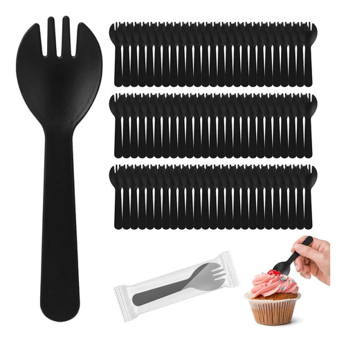 ** 100 Cucharas Tenedor Reforzadas Con Empaque Individual \