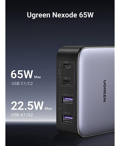 Cargador Ugreen Usb C De 65 W, Estación De Carga Nexode 4 Pu