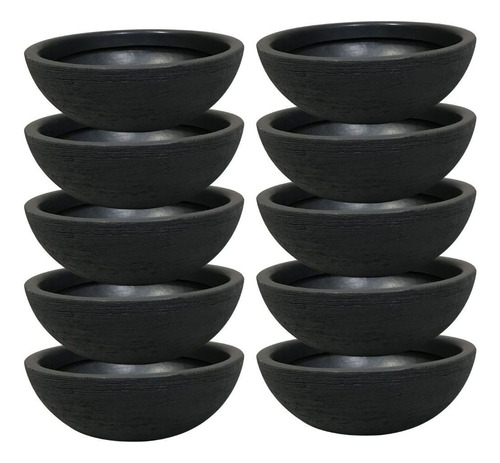 Kit 10 Bacias Para Plantas Preto De Polietileno 32x11 Cm Cuia Bacia