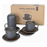 Pocillo Y Plato Pietra 350 Ml Setx4 Ambiente Gourmet