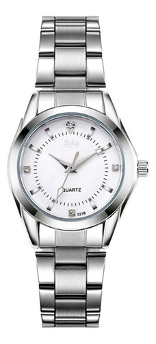 Reloj Mujer Acero Inoxidable Elegante Metal Contra Agua Cx Color De La Correa Blanco