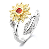 Anillo Girasol  Hoja Giratorio Antiestrés Ansiedad Ajustable